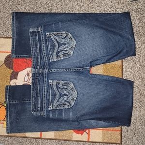 Mek Dnm Shanghai easy slim bootcut jeans embroidered pockets logo 36in Waist b6